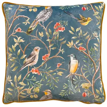 Coussin Orient Chinoiserie bleu ardoise