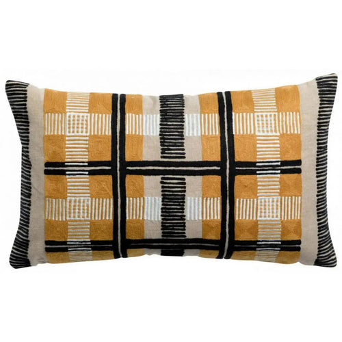 Coussin B Eden Brodé Ocre 30X50 PLAID.