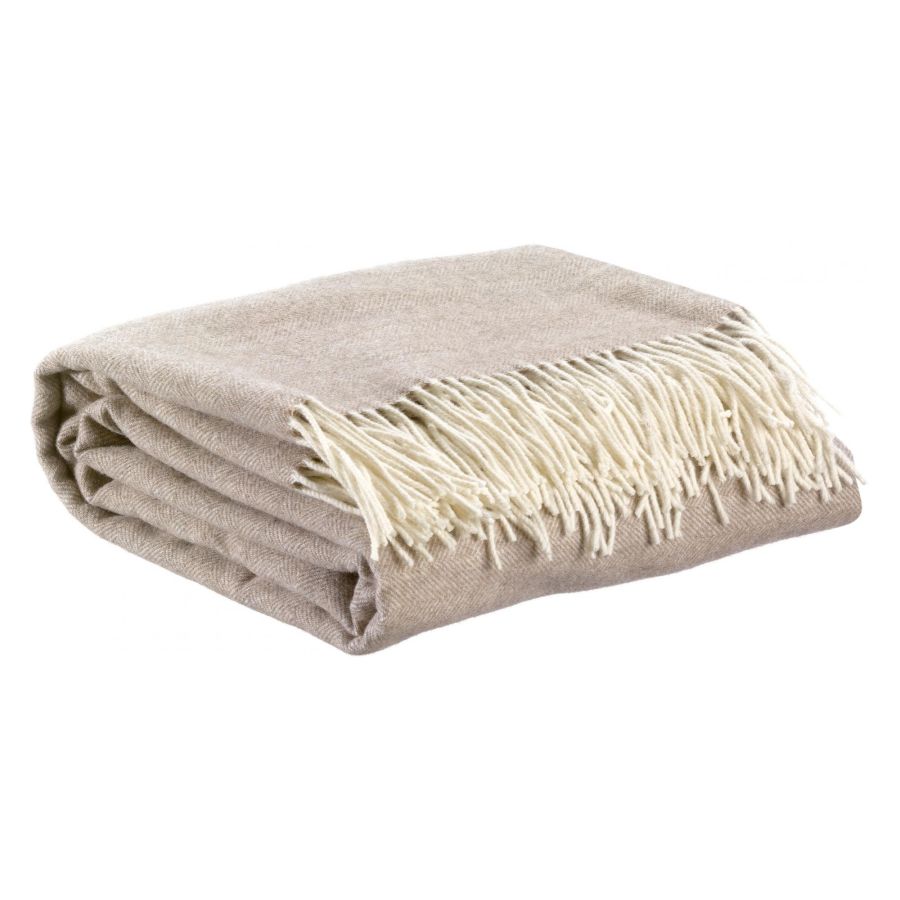 Plaid Carina Naturel Laine de Mérinos et Cachemire 130 X 190