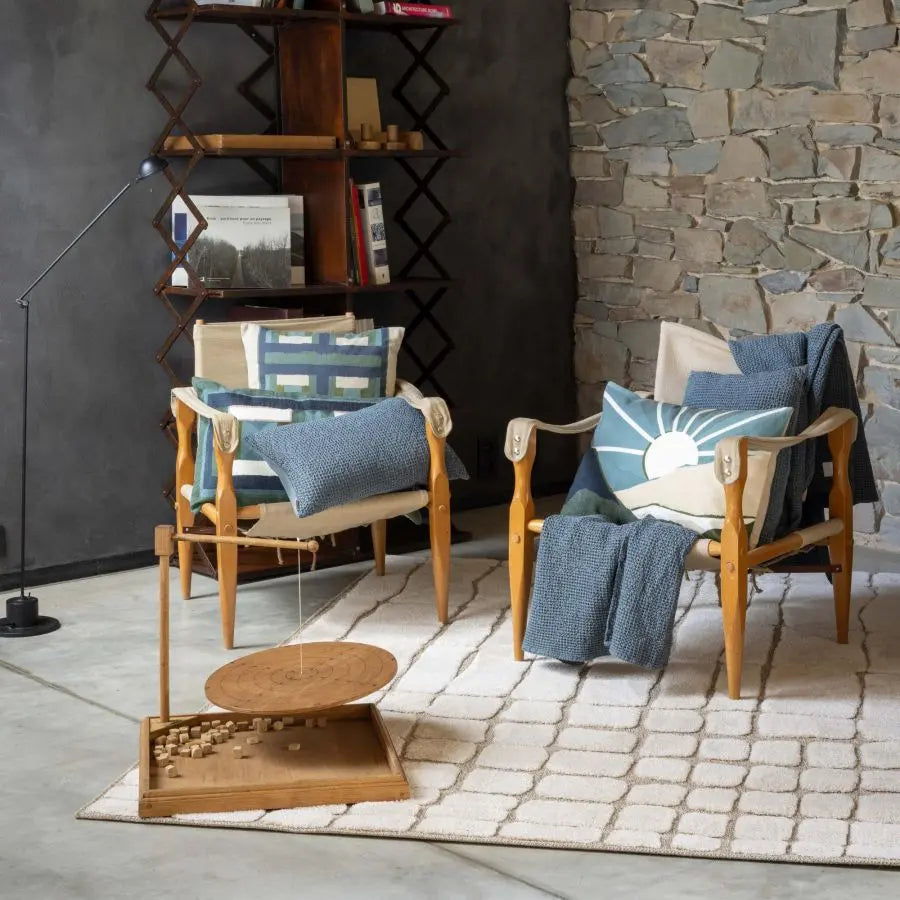 Coussin A Brodé Taho Vert de gris 30 x 50 Maison Vivaraise & La Cerise sur le Gâteau