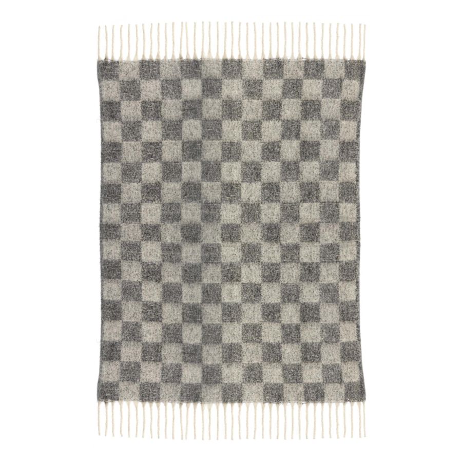 Plaid Isabel Recyclé damier Ardoise 130X160 PLAID.