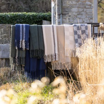 Plaid Isabel Recyclé damier Ardoise 130X160 PLAID.